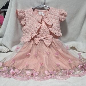 Pink Floral Baby Dress with Jacket